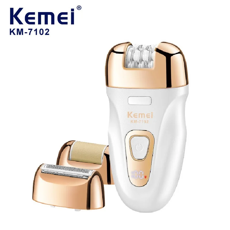 Kemei 3in1 femmes épilateur électrique Rechargeable épilateur callosités dame rasoir pour jambes, Bikini, bras, corps, visage